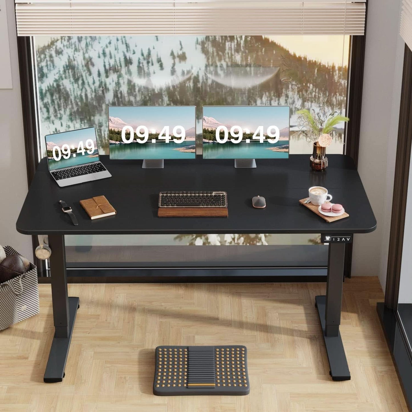 Electric Height Adjustable Standing Desk 55 X 24 Inches