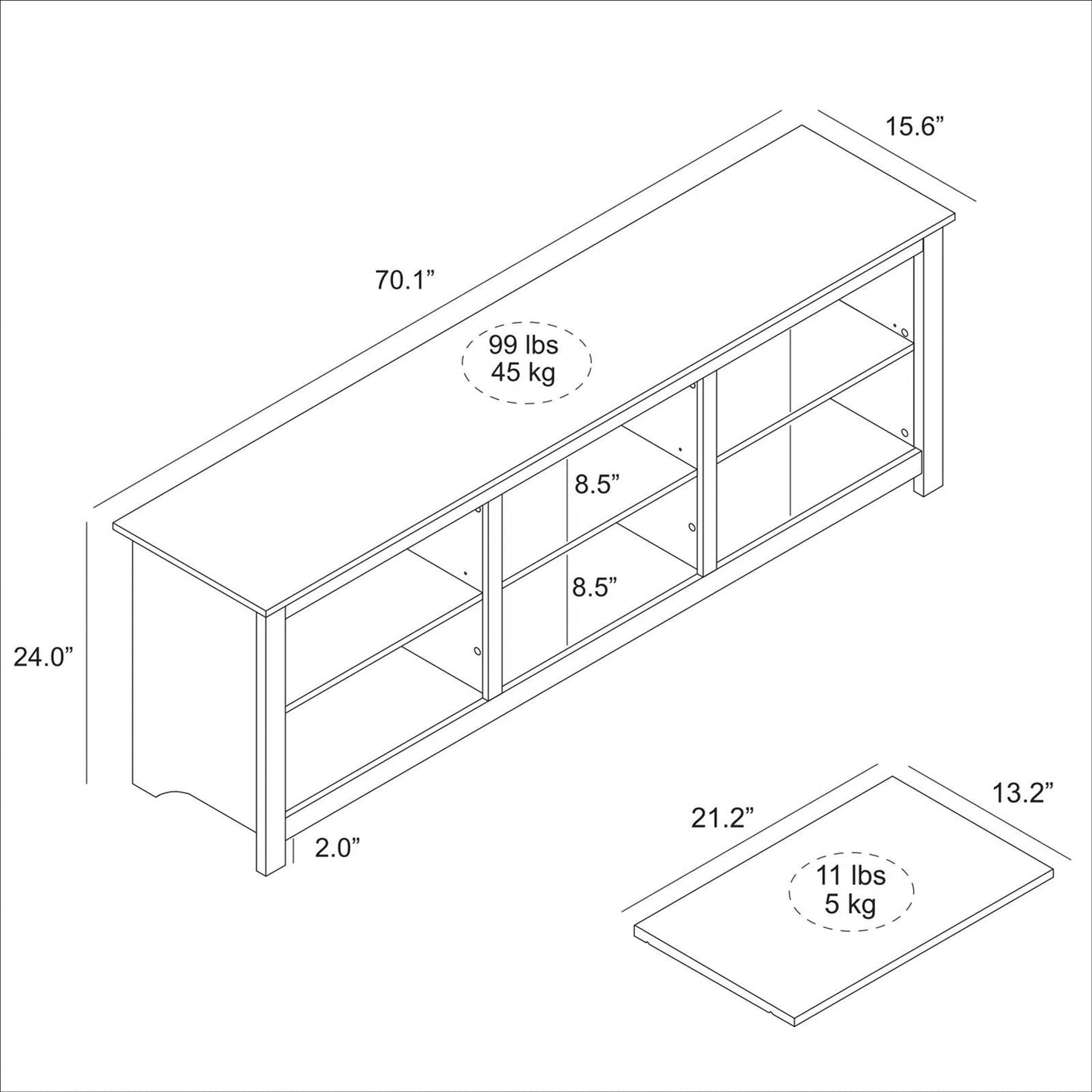 Farmhouse TV Stand in Light Oak Wood Finish - for TVs up to 70-inch-4