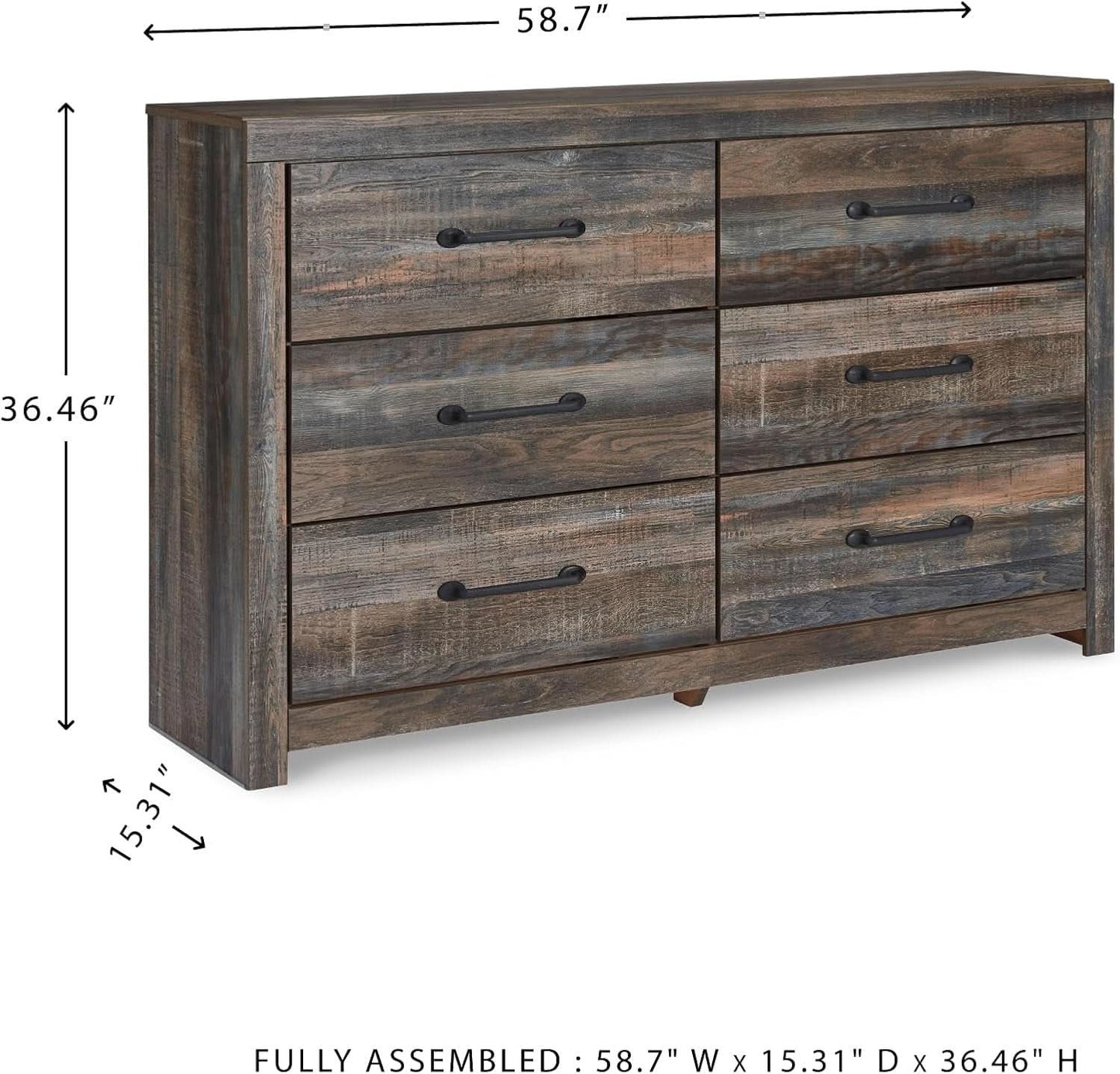 Rusticated Six Drawer Dresser Weathered Brown Bedroom-2