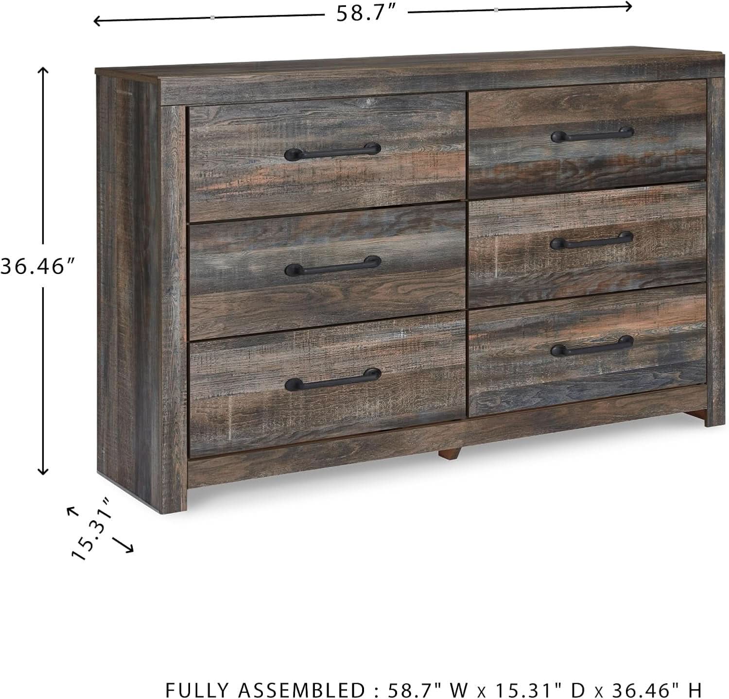 Rusticated Six Drawer Dresser Weathered Brown Bedroom-2