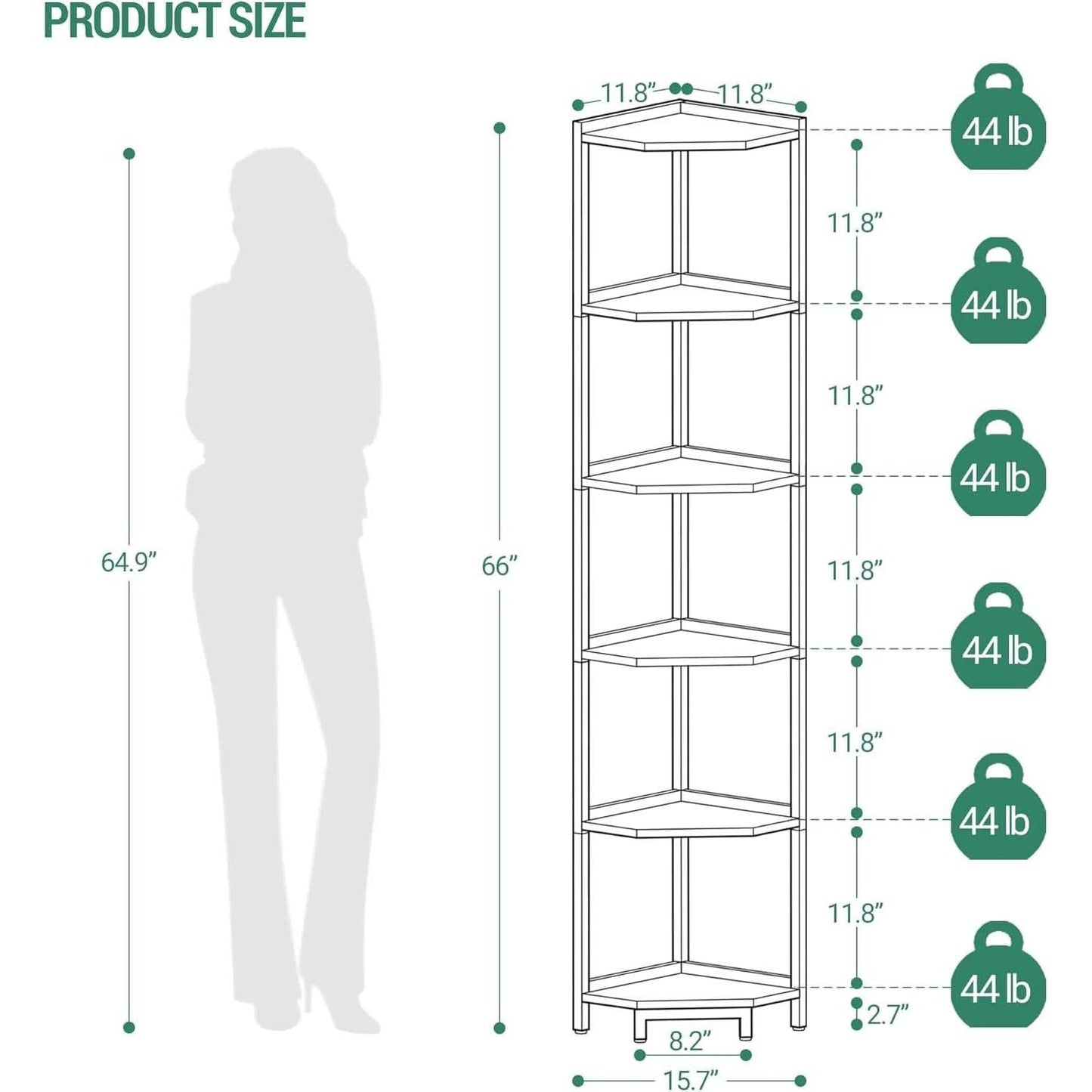6-Tier Corner Shelf Stand White Gold Finish For Living Room-1