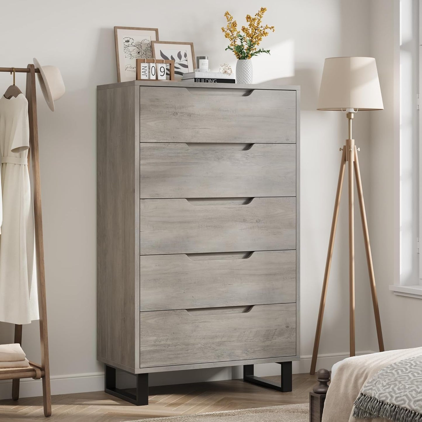 Grey Freestanding Dresser With Ample Bedroom Storage