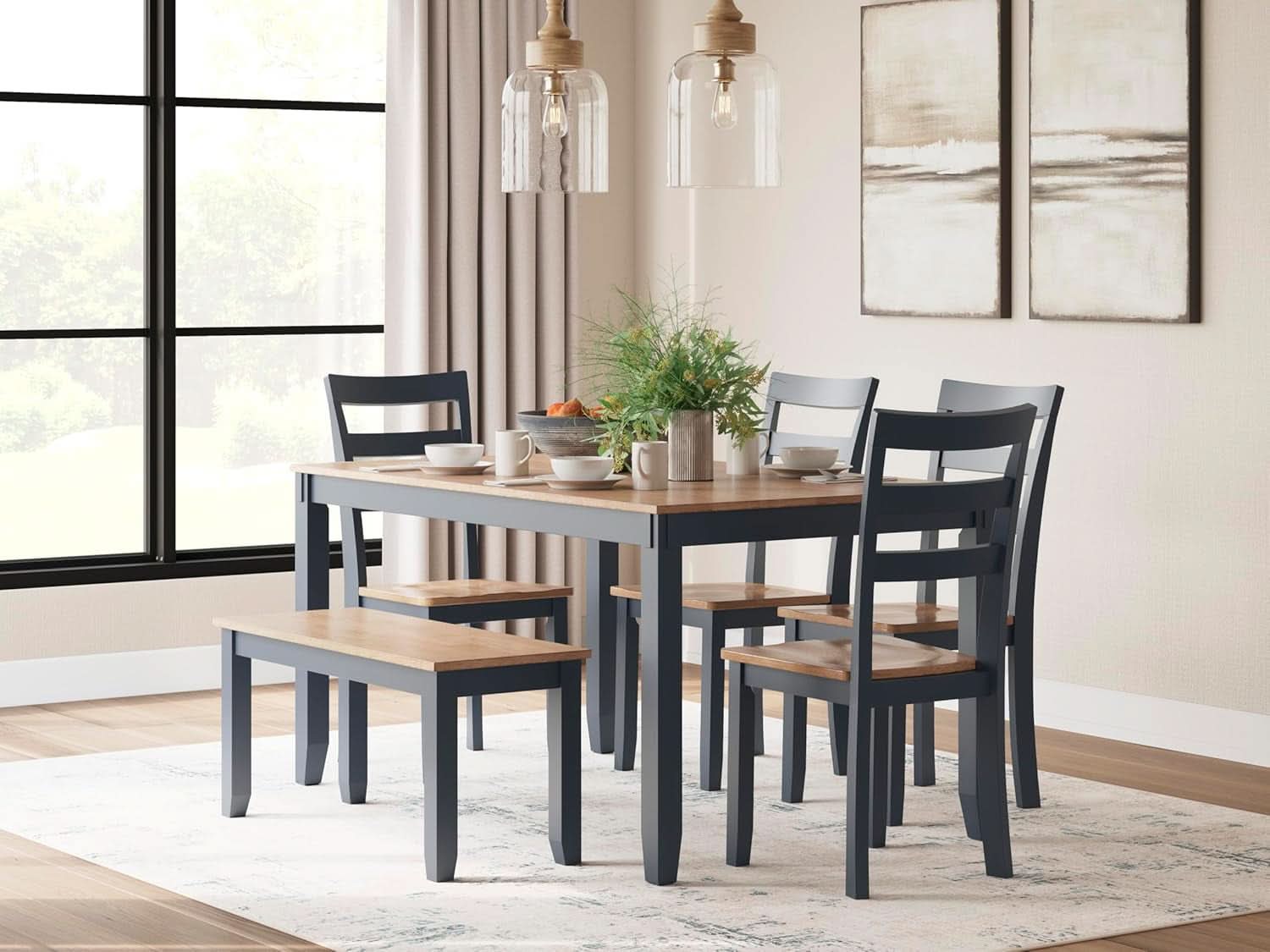 Intercontinental Mango Wood Dining Table Set Cerulean-1