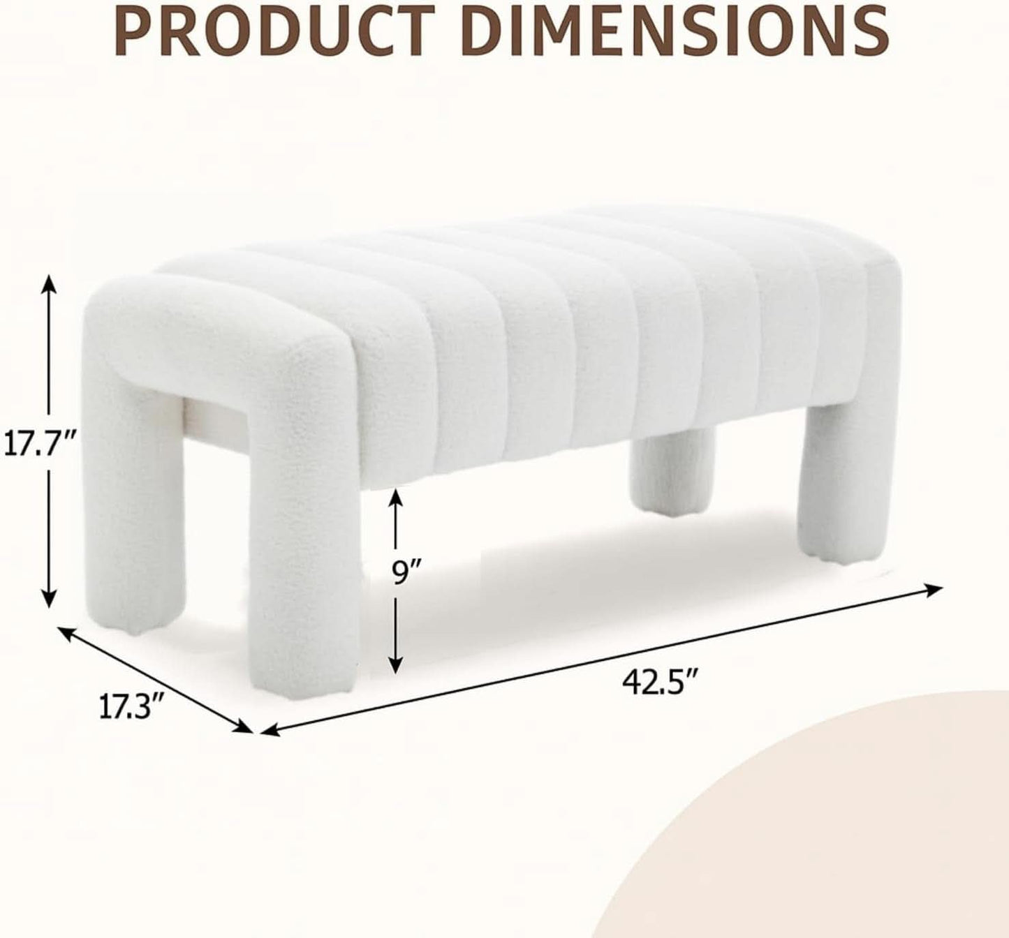 42.5 Inches Boucle Ottoman Bench Footrest Entryway-1