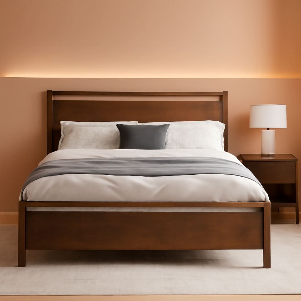 Queen Size Hardwood Platform Bedroom Frame Headboard-0