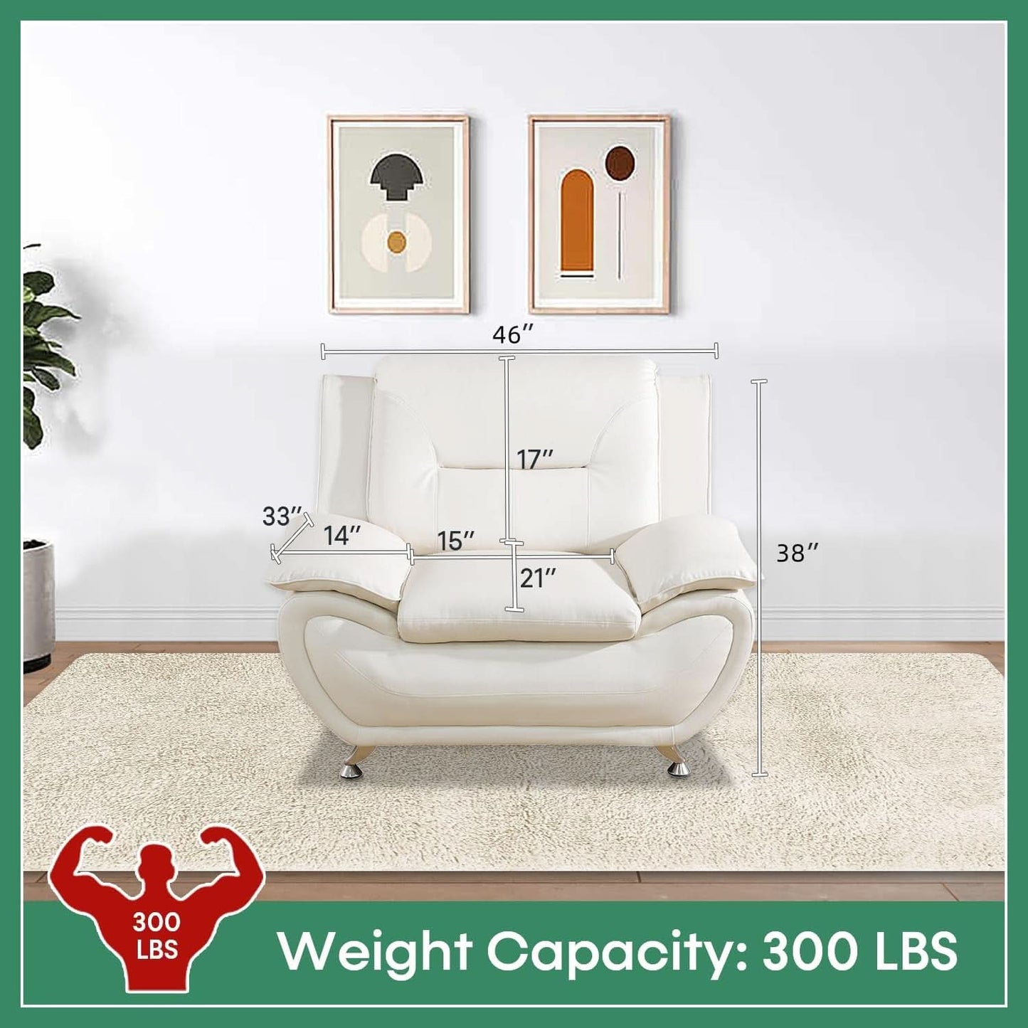 Leather Sofa Set 3 Piece White For Living Room Furniture-2
