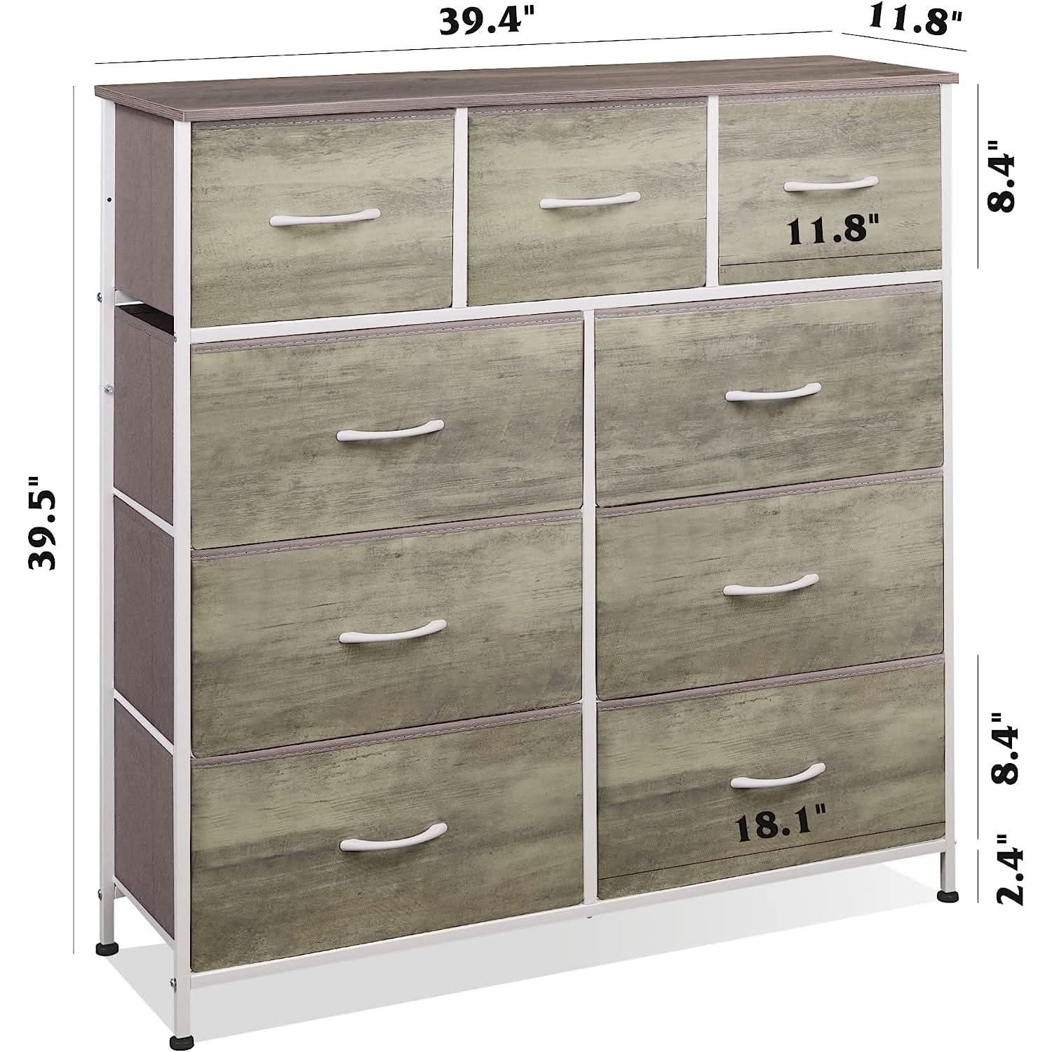 Fabric Storage Tower With Nine Drawers Greige For Bedrooms And Nurseries-3