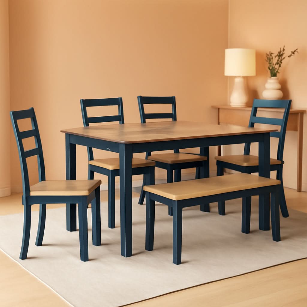 Intercontinental Mango Wood Dining Table Set Cerulean-0