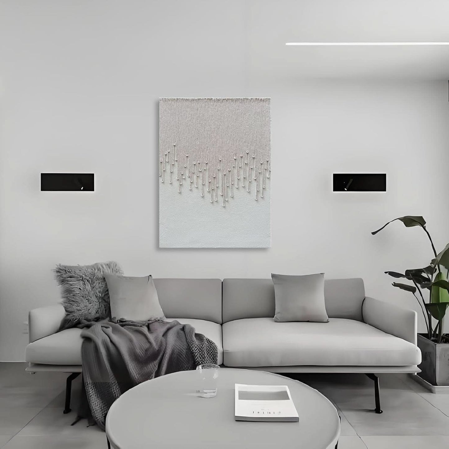Hand-Painted White Abstract Oil Painting 40x28 Inch-3
