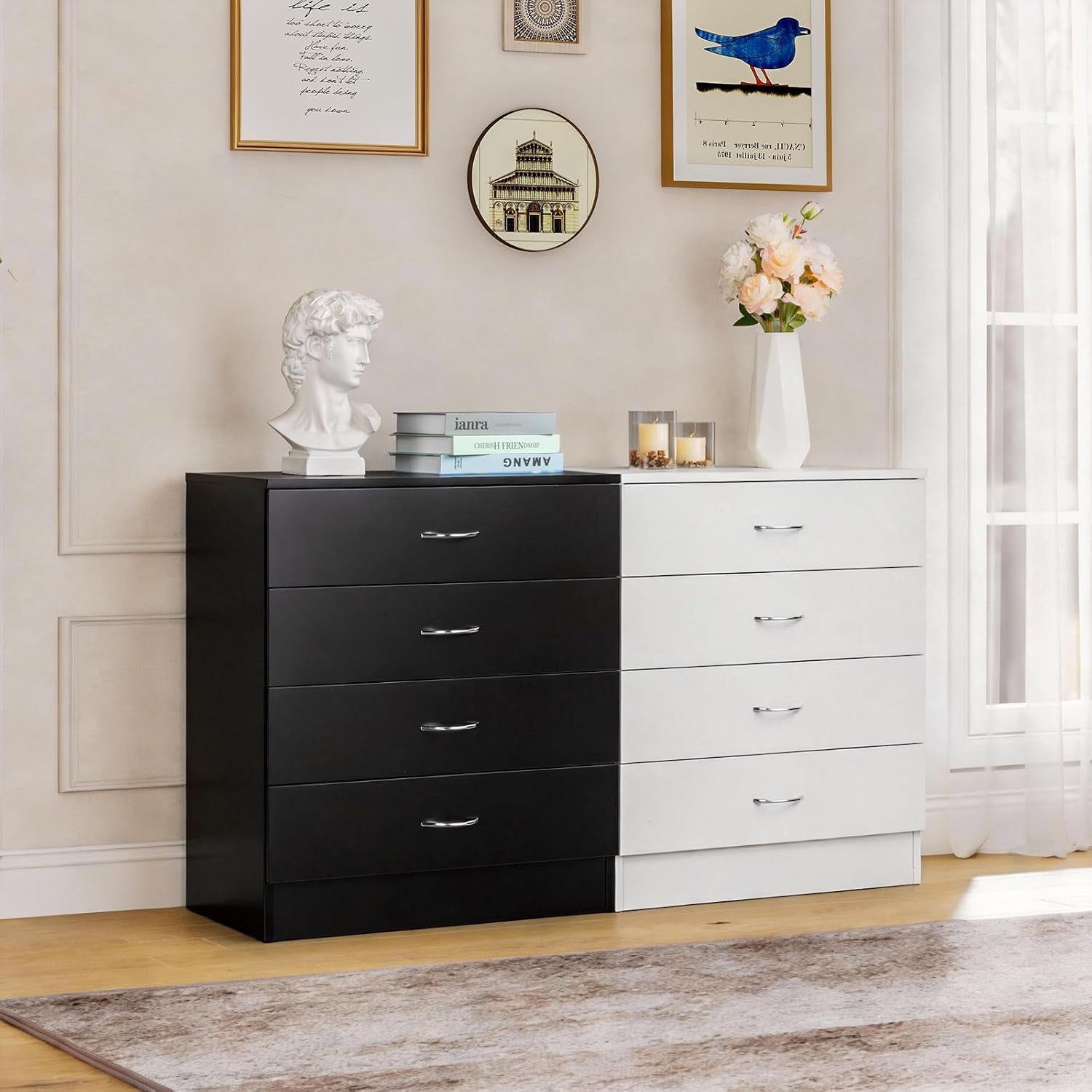 Black Four Drawer Dresser for Bedroom Organization-1