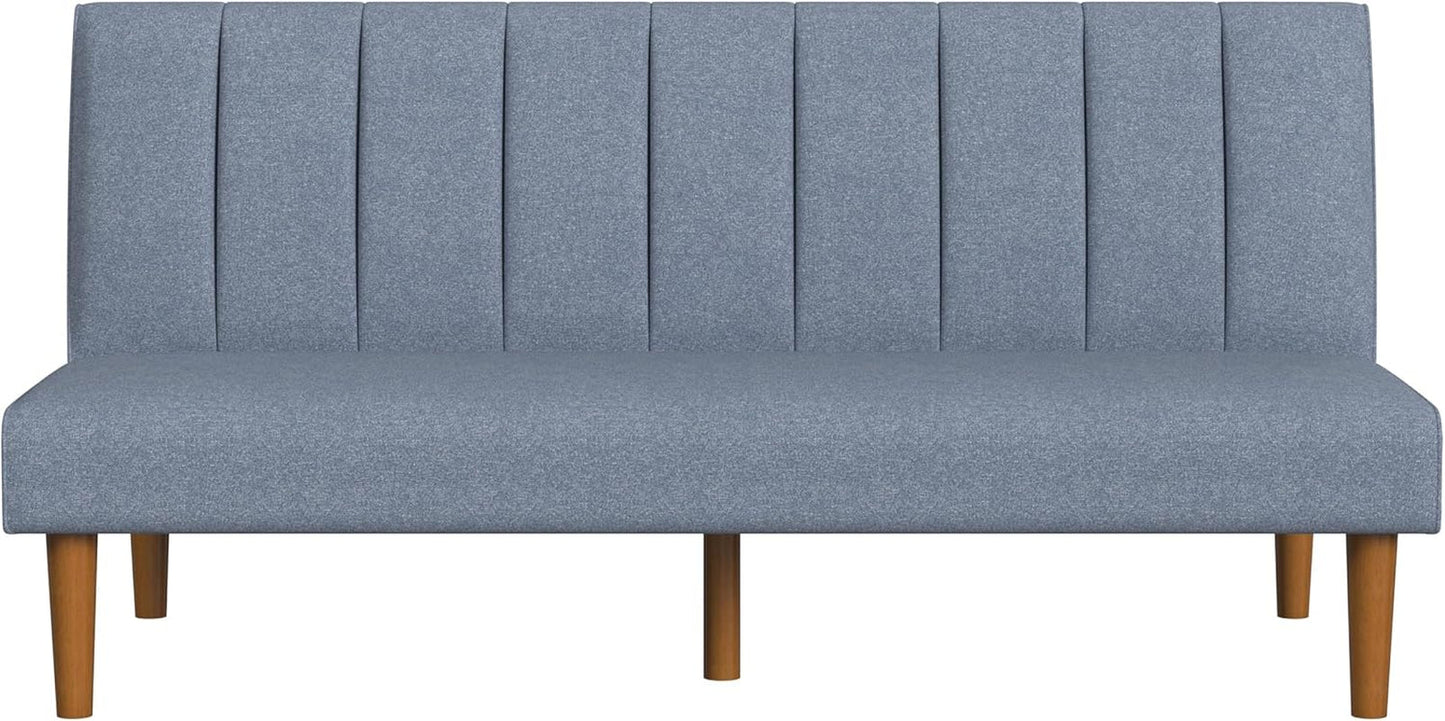 Blue Upholstered Convertible Futon Sofa Bed Dormitory-0