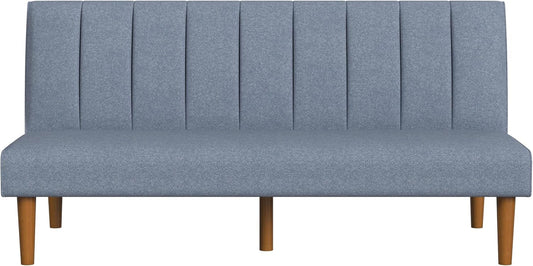Blue Upholstered Convertible Futon Sofa Bed Dormitory-0