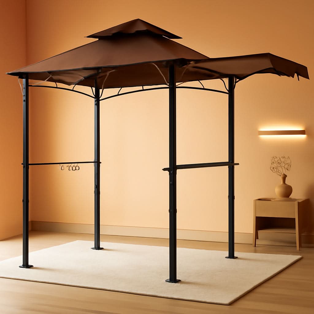 11x5 Grill Gazebo With Brown Weatherproof Lighting-0
