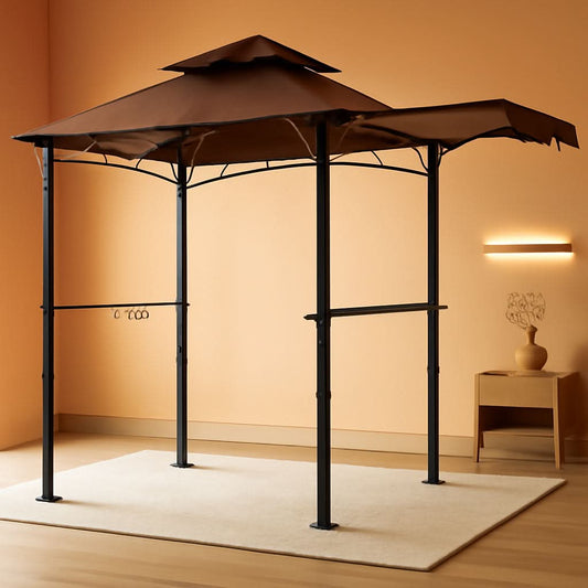 11x5 Grill Gazebo With Brown Weatherproof Lighting-0