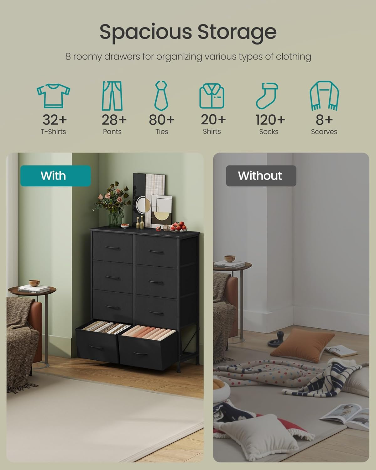 Black Eight Drawer Dresser For Bedroom Organization-3