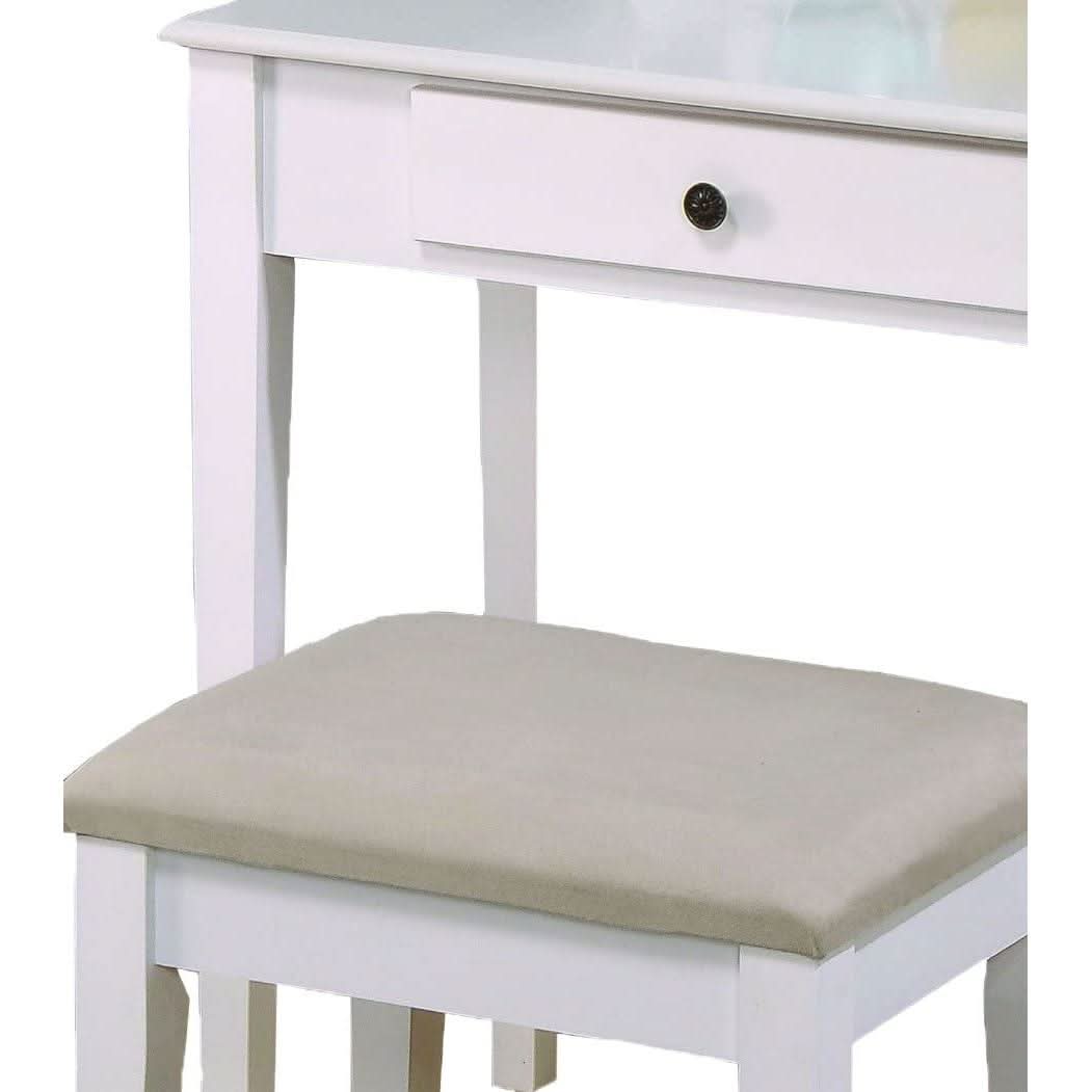 White Transitional Vanity Table and Stool Set for Bedroom-2