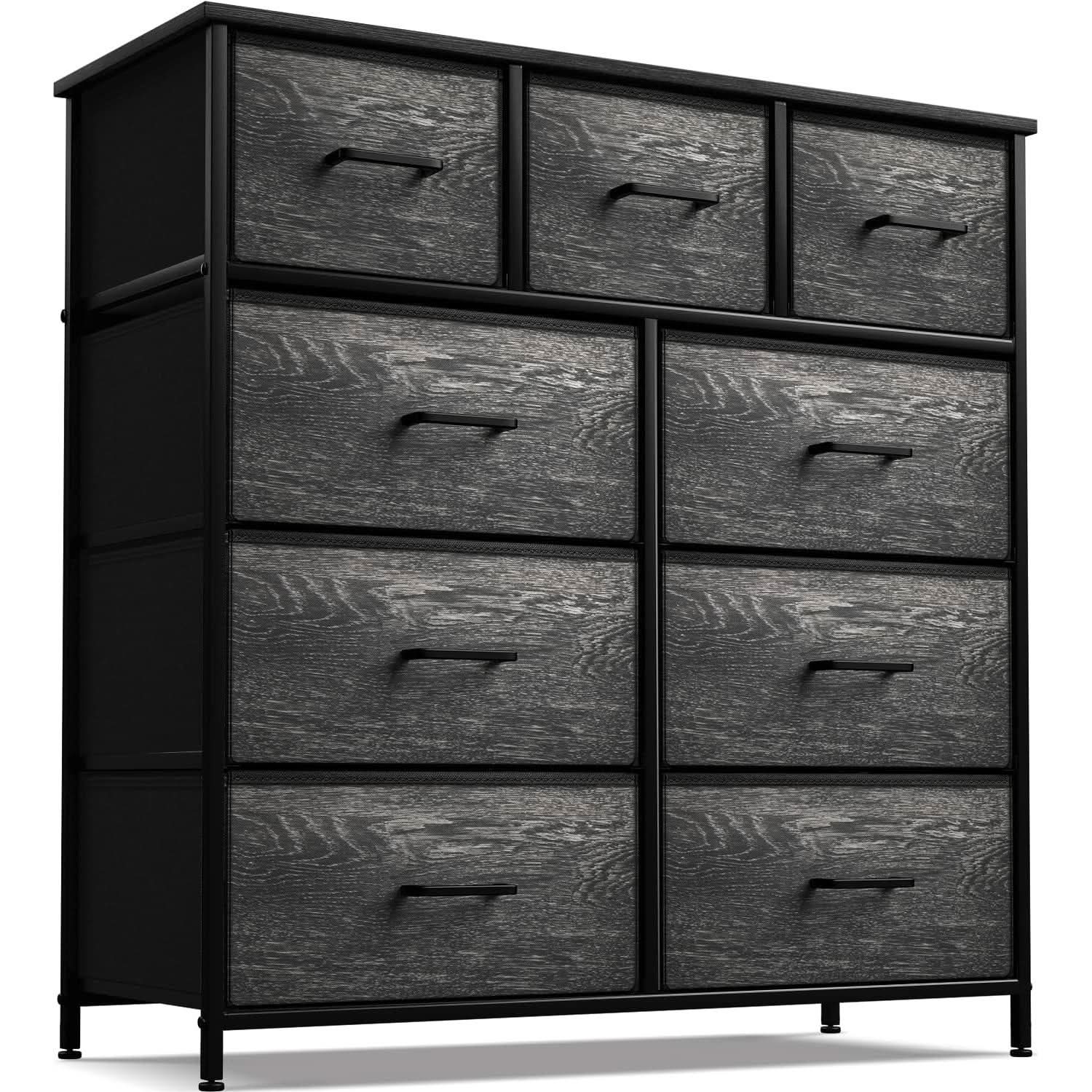 Faux Wood Dresser 9 Drawers For Bedroom Furniture Storage-1