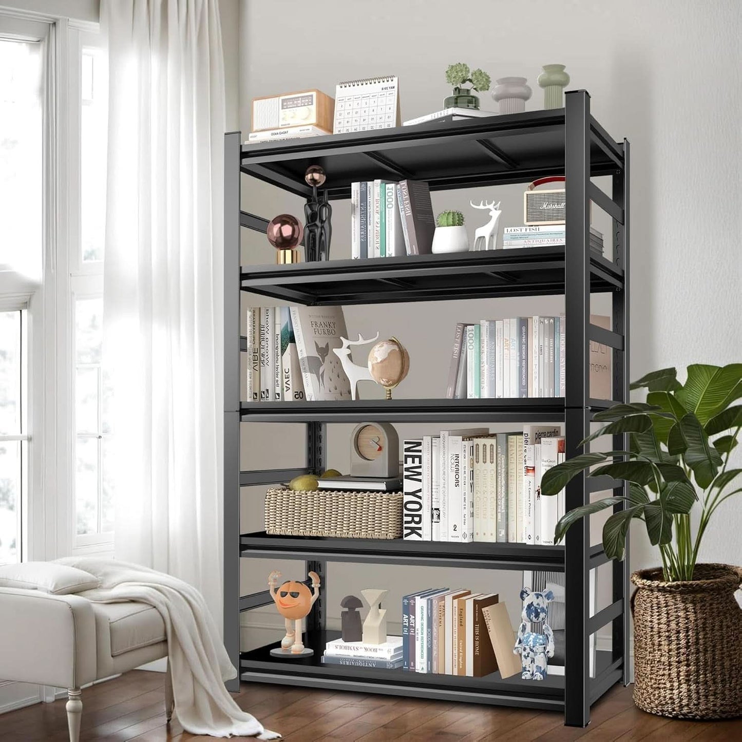 Screwless 5 Tier Industrial Grade Bookcase 72 Inch Tall-1