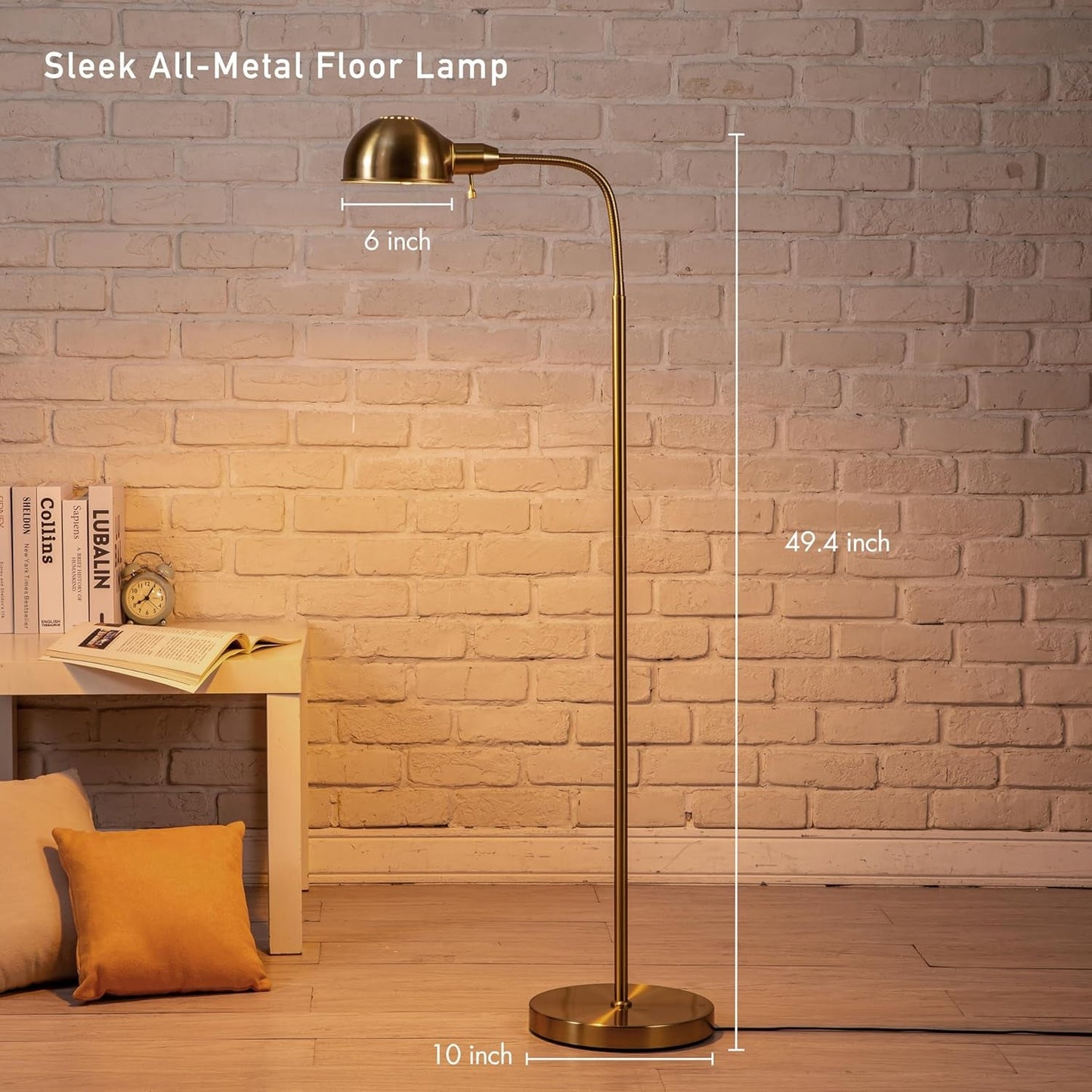 Antique Brass Adjustable Floor Lamp With Gooseneck-2