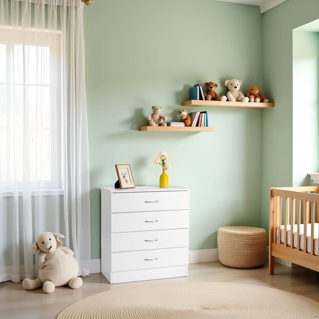 White 4 Drawer Dresser Contemporary Bedroom Storage-1