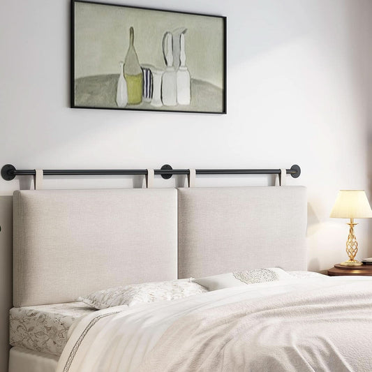 Linen Upholstered King Headboard Wall Mounted Bedroom Decor-0