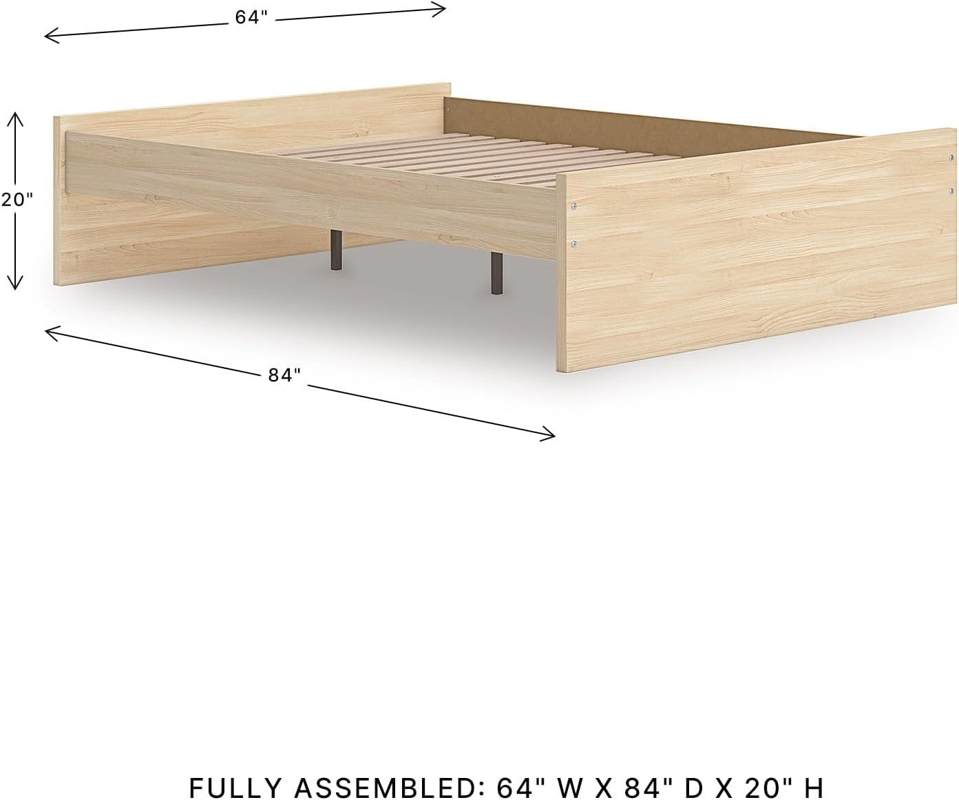 Queen Platform Bed Light Brown Scandinavian Minimalist-2