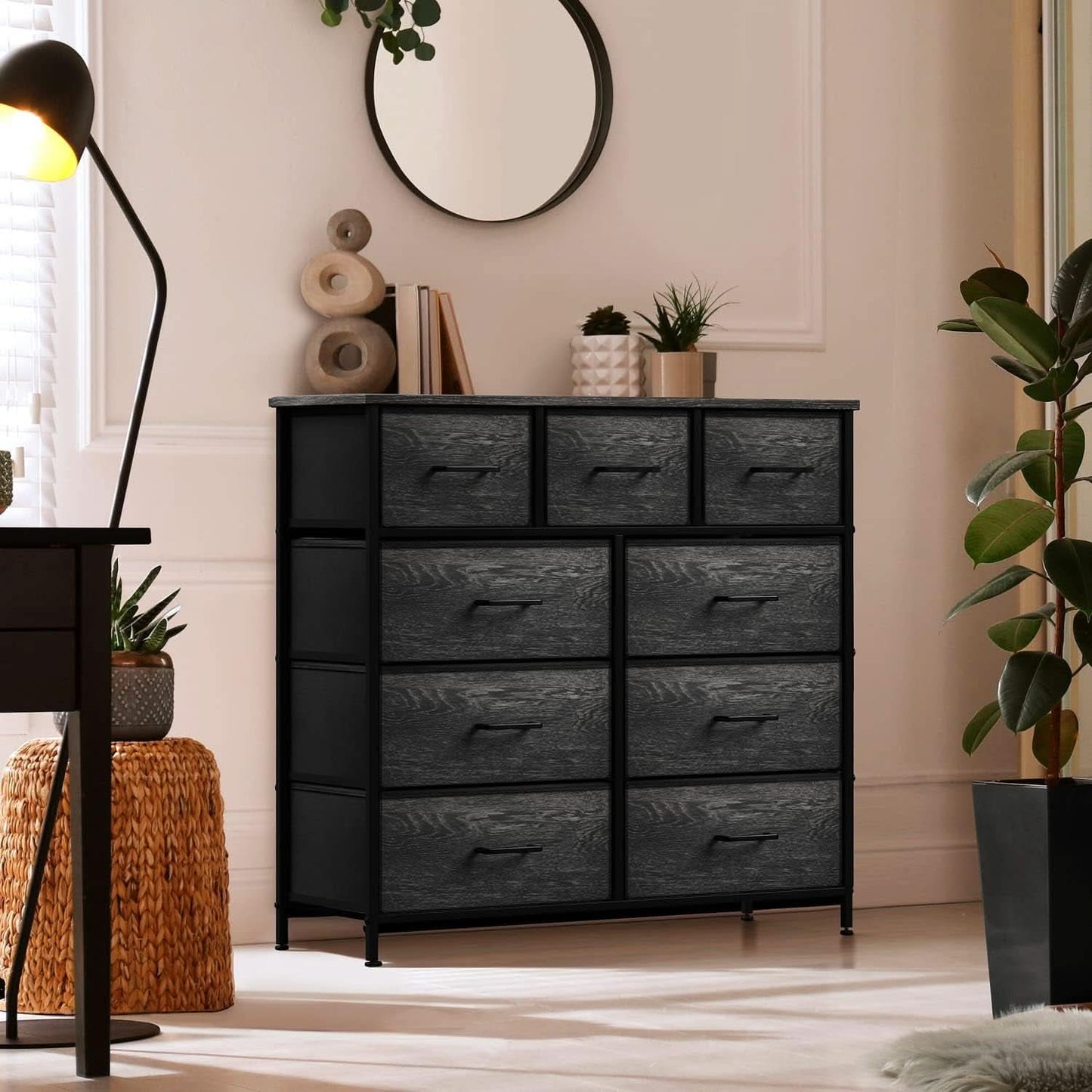 Faux Wood Dresser 9 Drawers For Bedroom Furniture Storage-4