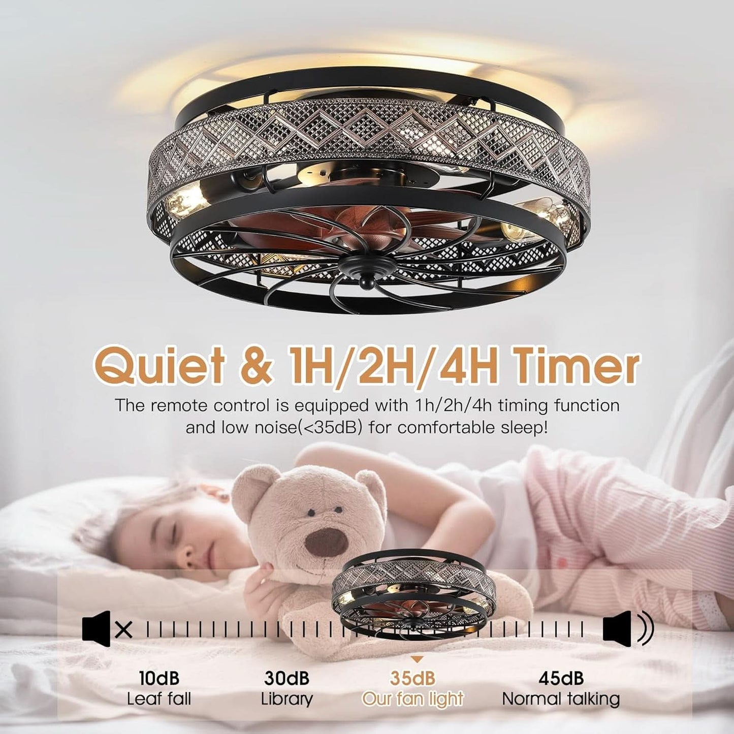 18 Inch Industrial Caged Ceiling Fan With Light Remote-2