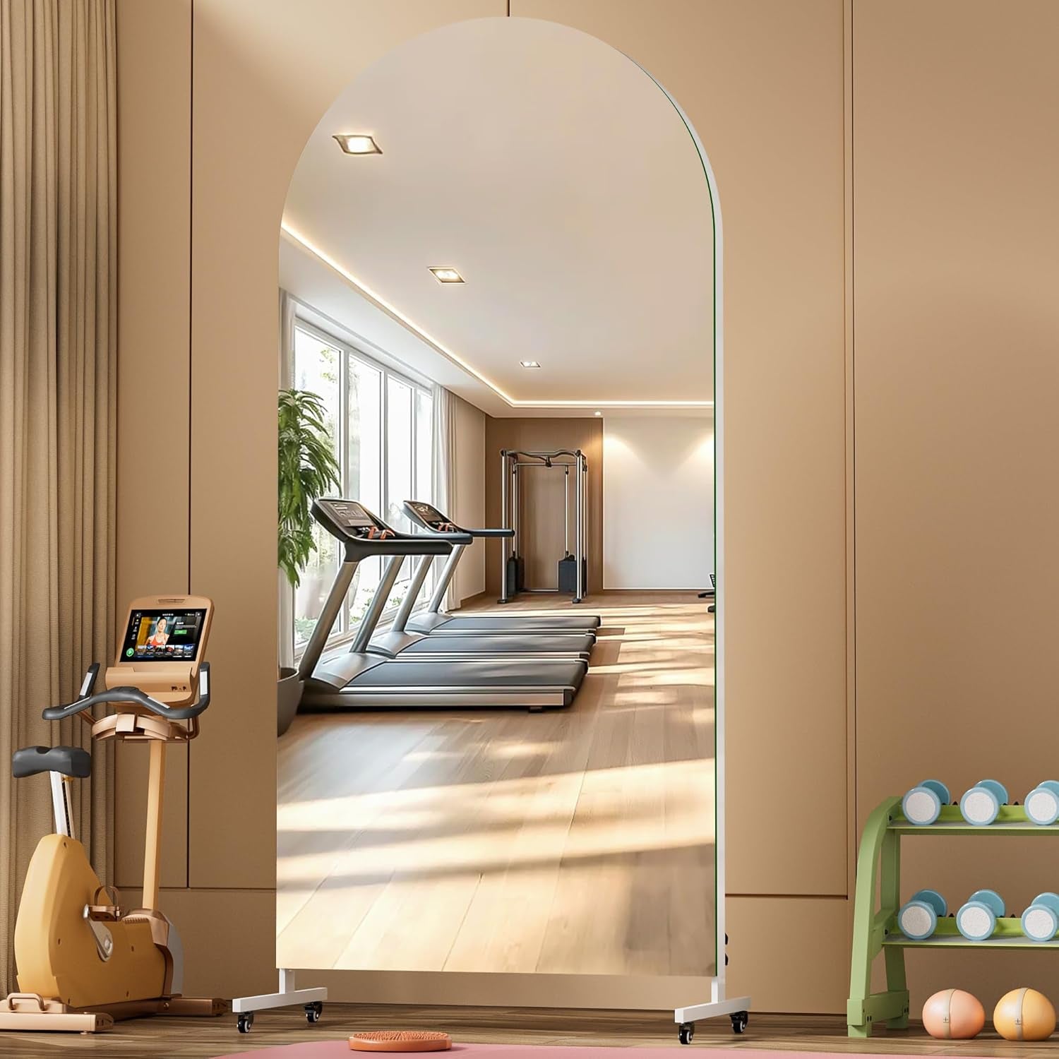 79 Inches Architectural Full Length Mirror Wheeled-0
