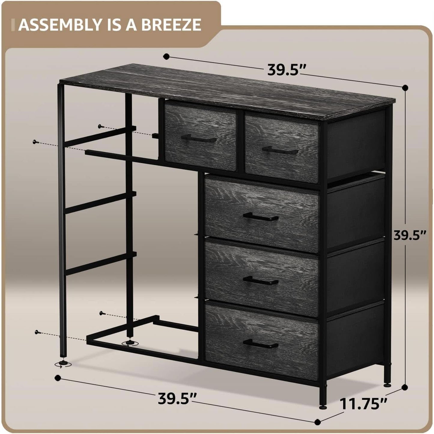 Faux Wood Dresser 9 Drawers For Bedroom Furniture Storage-2