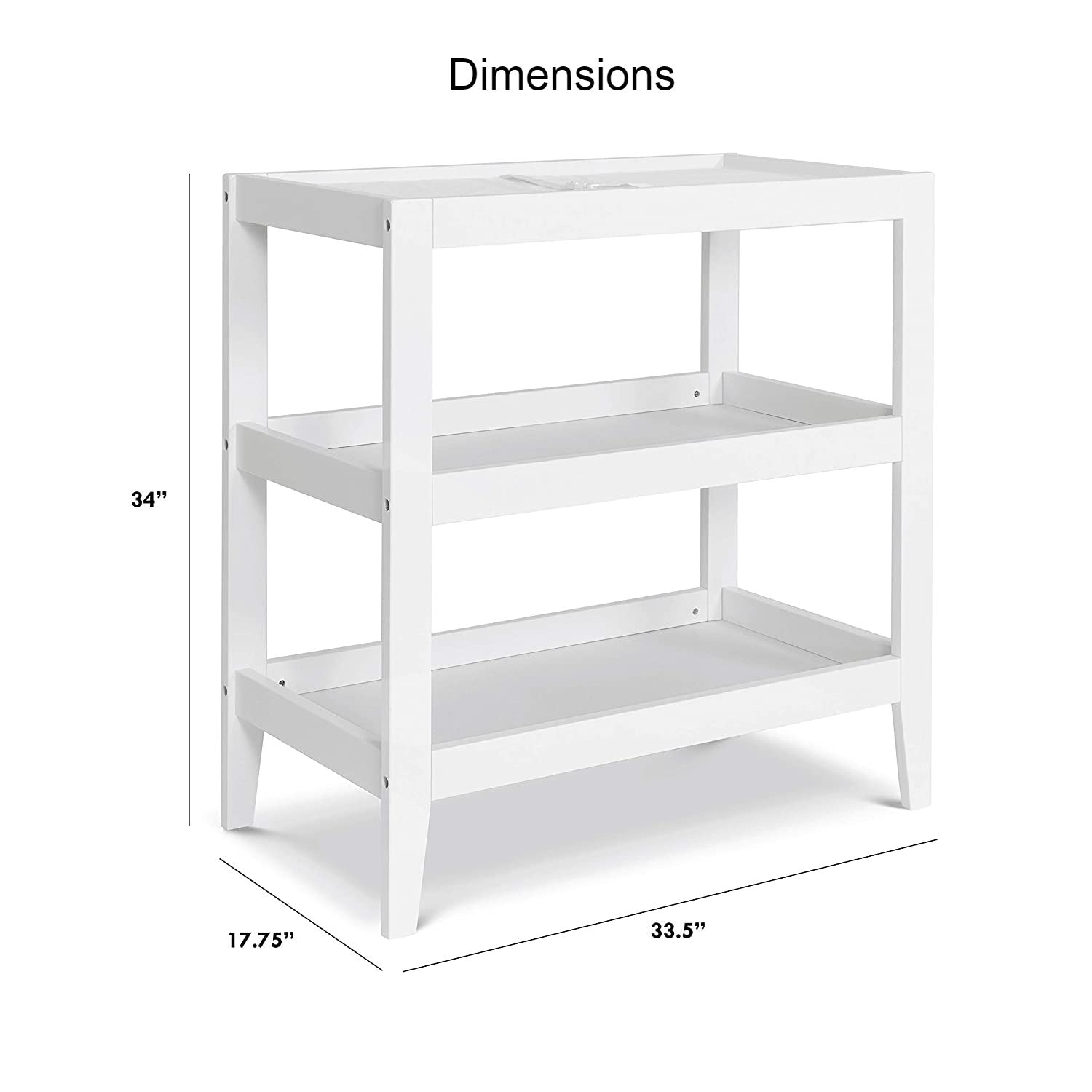 Modern White Baby Changing Table w/ 1-inch Waterproof Changing Pad-3