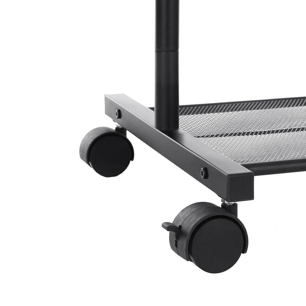 Simple Black Steel Tube Rolling Garment Clothes Rack with Bottom Mesh Shelf-0