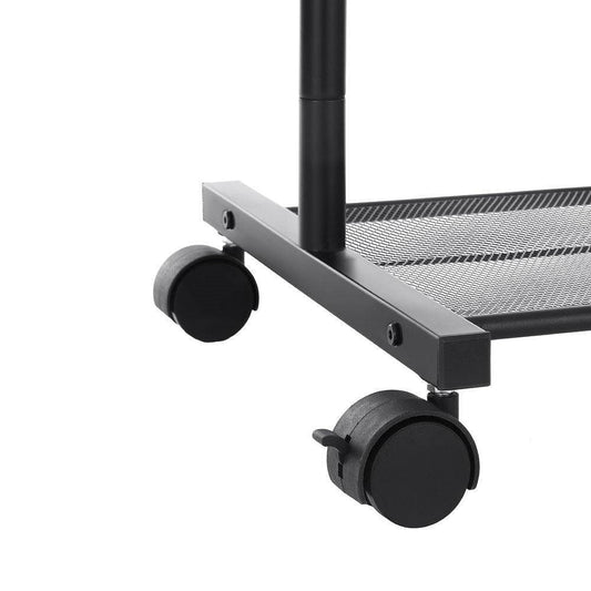 Simple Black Steel Tube Rolling Garment Clothes Rack with Bottom Mesh Shelf-0