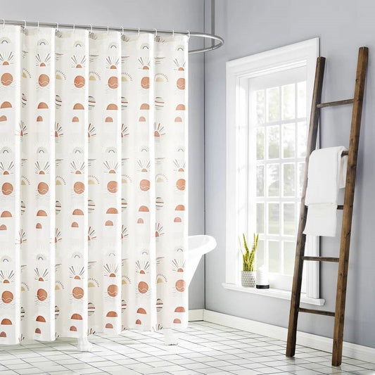 72-inch Cream White Orange Sunset Bohemian Pattern Shower Curtain-0