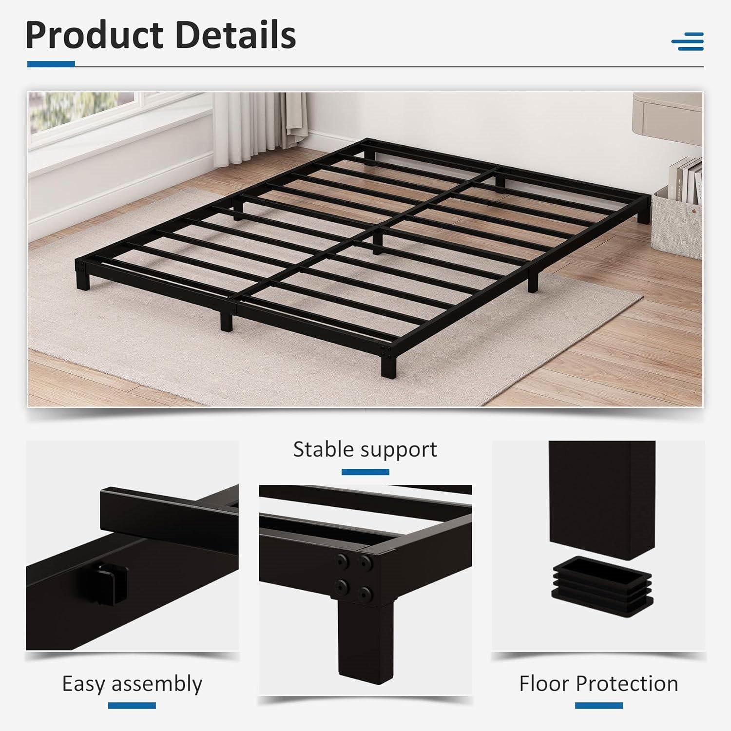 California King 5-inch Heavy Duty Metal Bed Frame with 3,000 lb. Weight Capacity-3