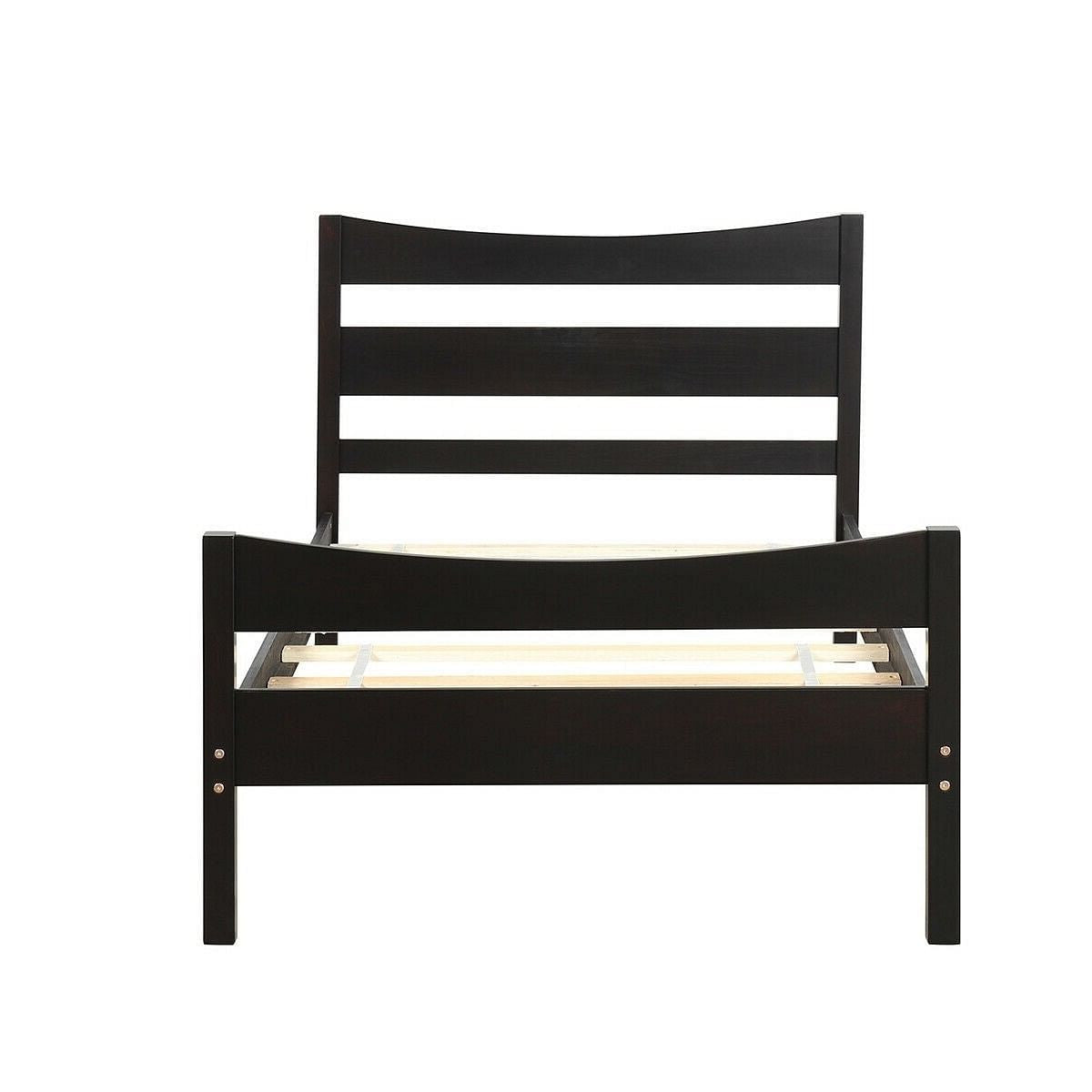 Twin size Farmhouse Style Pine Wood Platform Bed Frame in Espresso-1