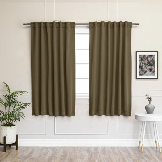 52 x 63 inch Solid Olive Green Thermal Blackout Curtain Panels - Set of 2-0