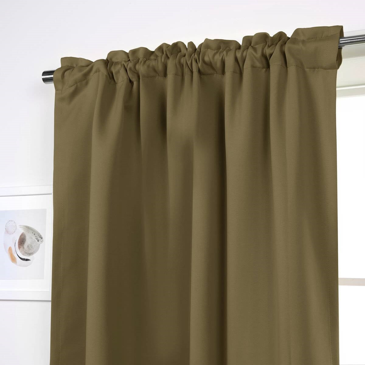 52 x 63 inch Solid Olive Green Thermal Blackout Curtain Panels - Set of 2-1