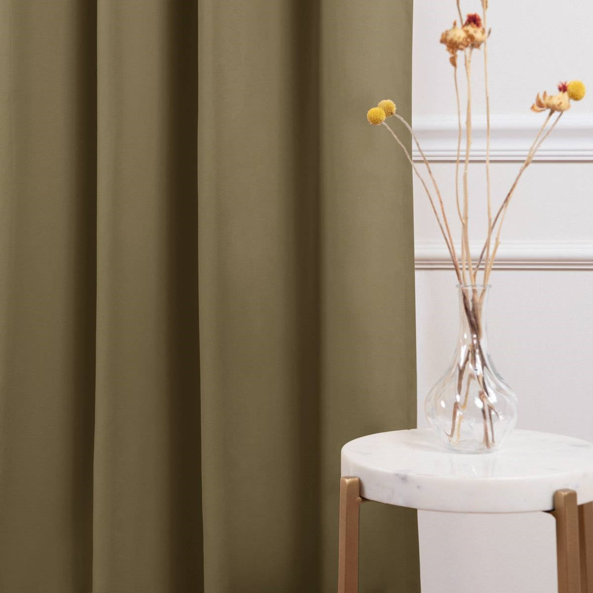 52 x 63 inch Solid Olive Green Thermal Blackout Curtain Panels - Set of 2-2