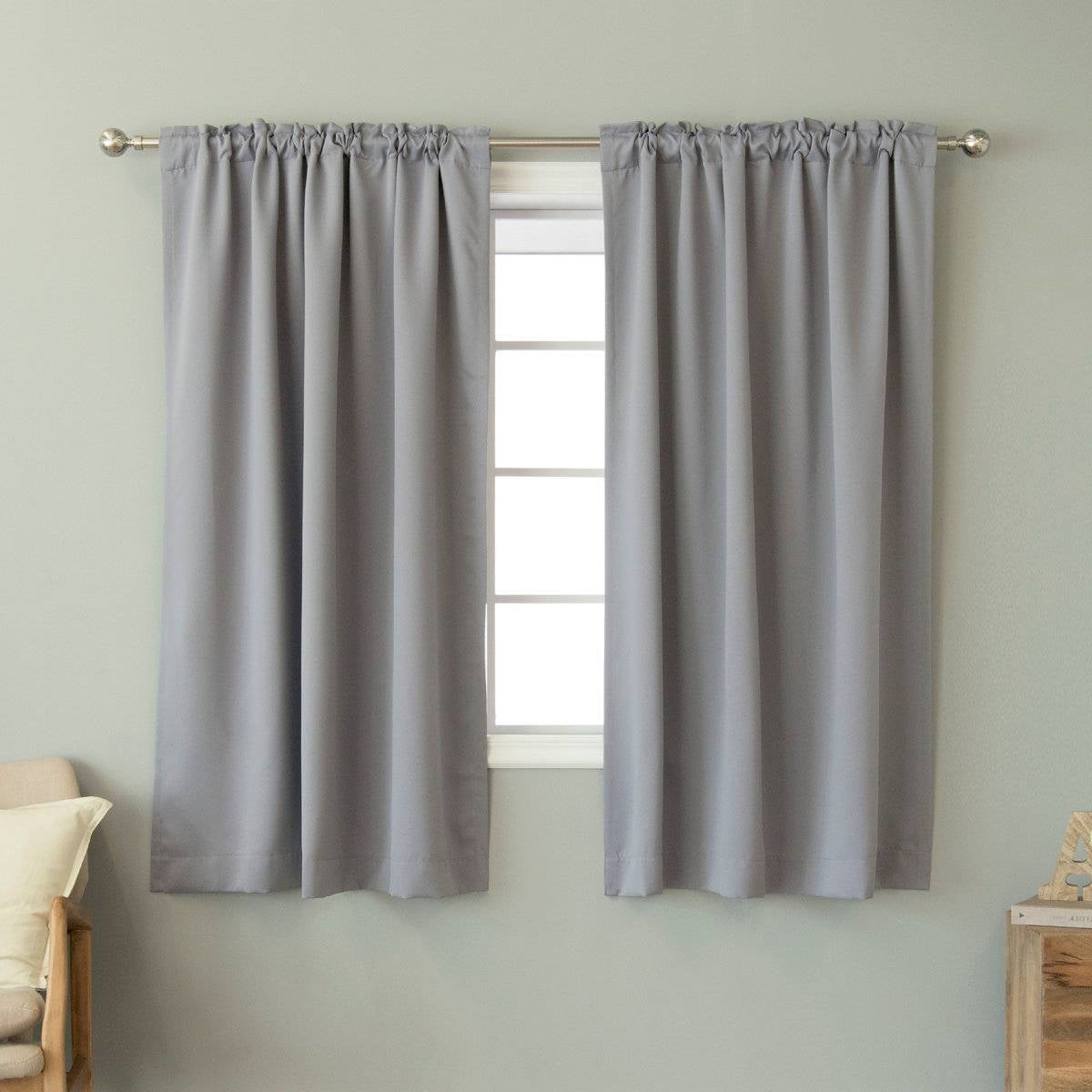 52 x 63 inch Solid Grey Thermal Blackout Curtain Panels - Set of 2-1