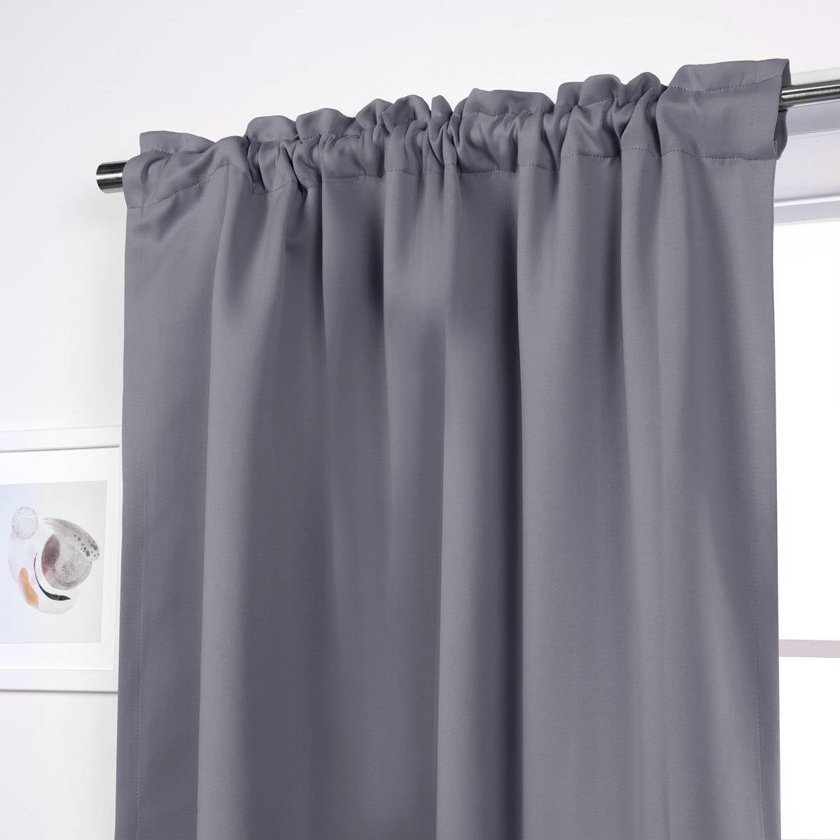 52 x 63 inch Solid Grey Thermal Blackout Curtain Panels - Set of 2-2