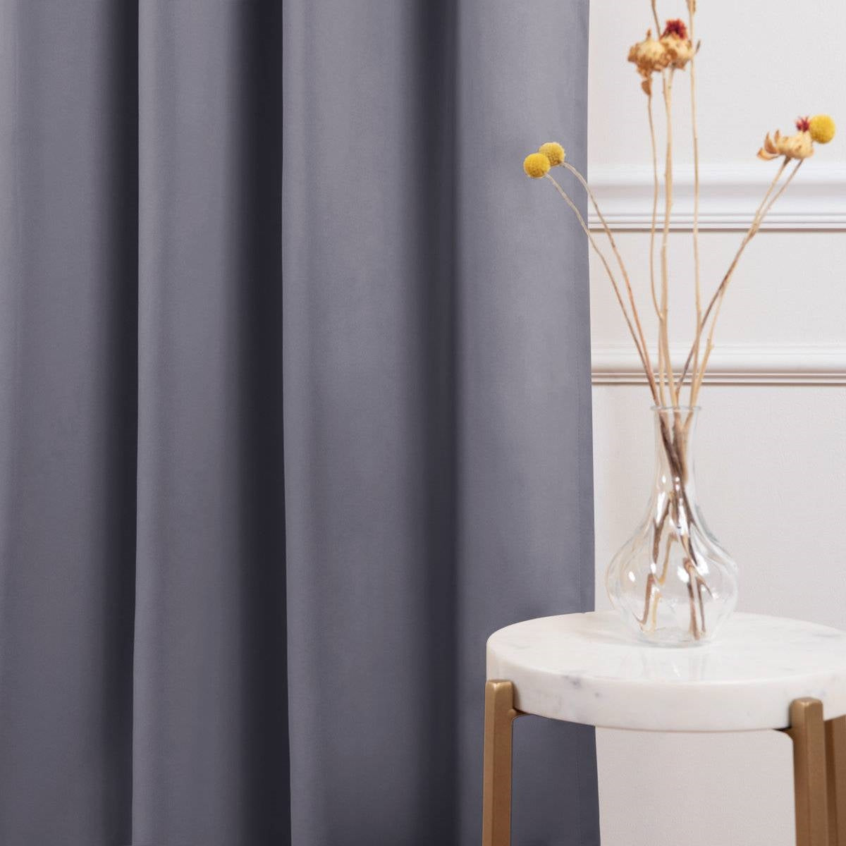 52 x 63 inch Solid Grey Thermal Blackout Curtain Panels - Set of 2-3