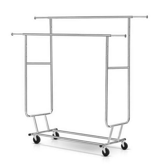 NNEDSZ Clothes Rack Double Rail Coat Stand Adjustable Hanger-0