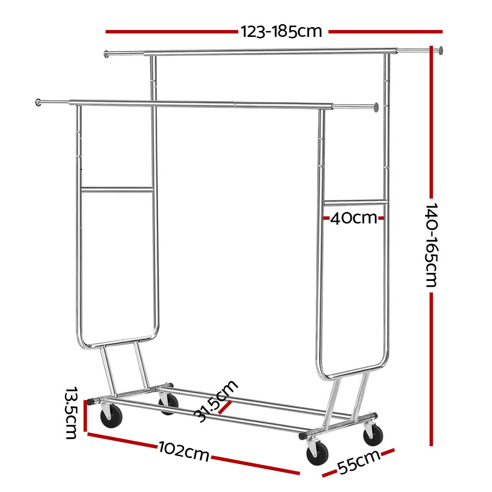 NNEDSZ Clothes Rack Double Rail Coat Stand Adjustable Hanger-1