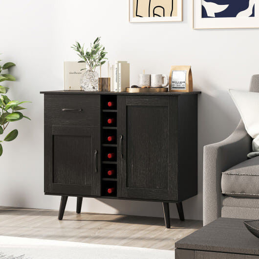 2-Door Buffet Sideboard with 6-Bottle Wine Rack Drawer-5