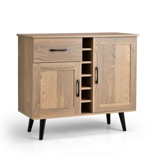 2-Door Buffet Sideboard with 6-Bottle Wine Rack Drawer-8