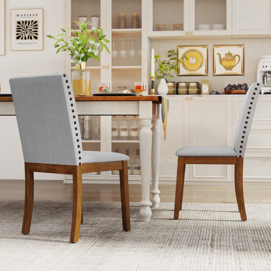 Set of 2 Upholstered Dining Chairs with Padded Seat for Living Room-Walnut-0