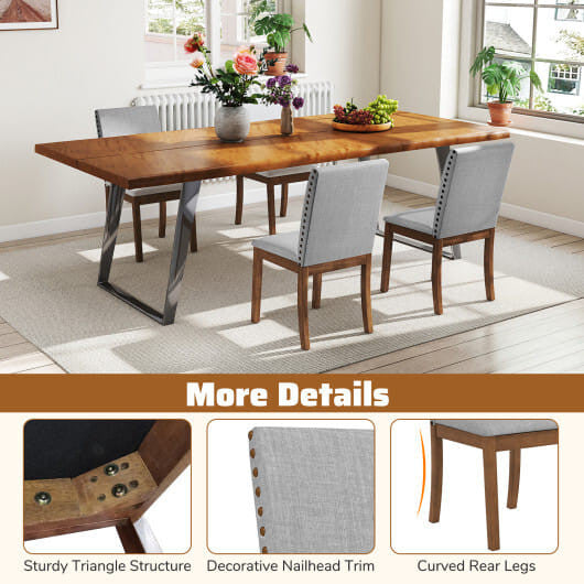 Set of 2 Upholstered Dining Chairs with Padded Seat for Living Room-Walnut-1