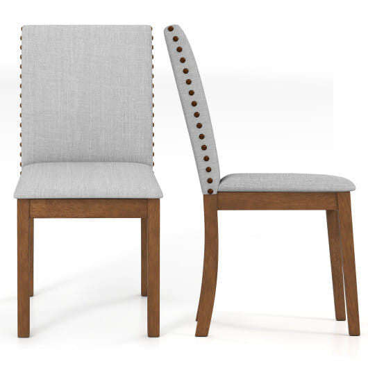 Set of 2 Upholstered Dining Chairs with Padded Seat for Living Room-Walnut-2