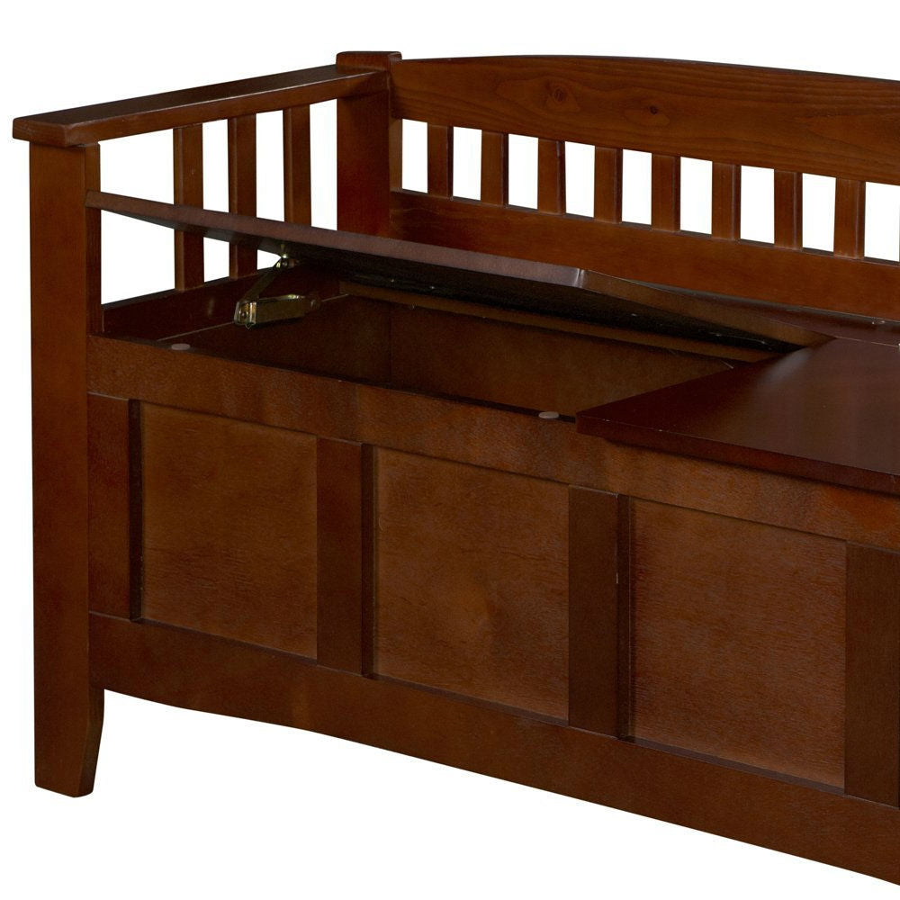 Split Seat Storage Accent Bench in Walnut Wood Finish-2